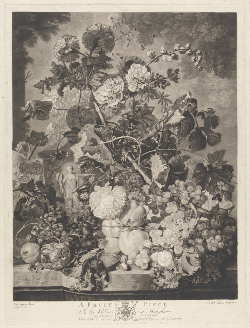 A Fruit Piece, graveret af Richard Earlom, 1781 af Jan van after Huysum
