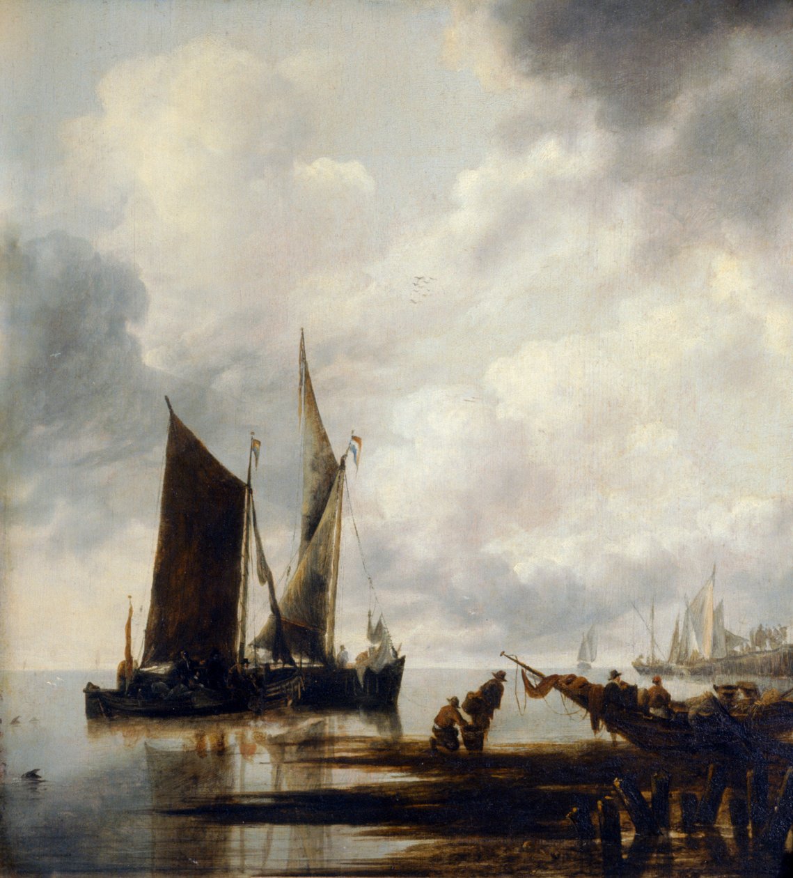 Sea Piece (olie på lærred) af Jan van de Capelle or Cappelle