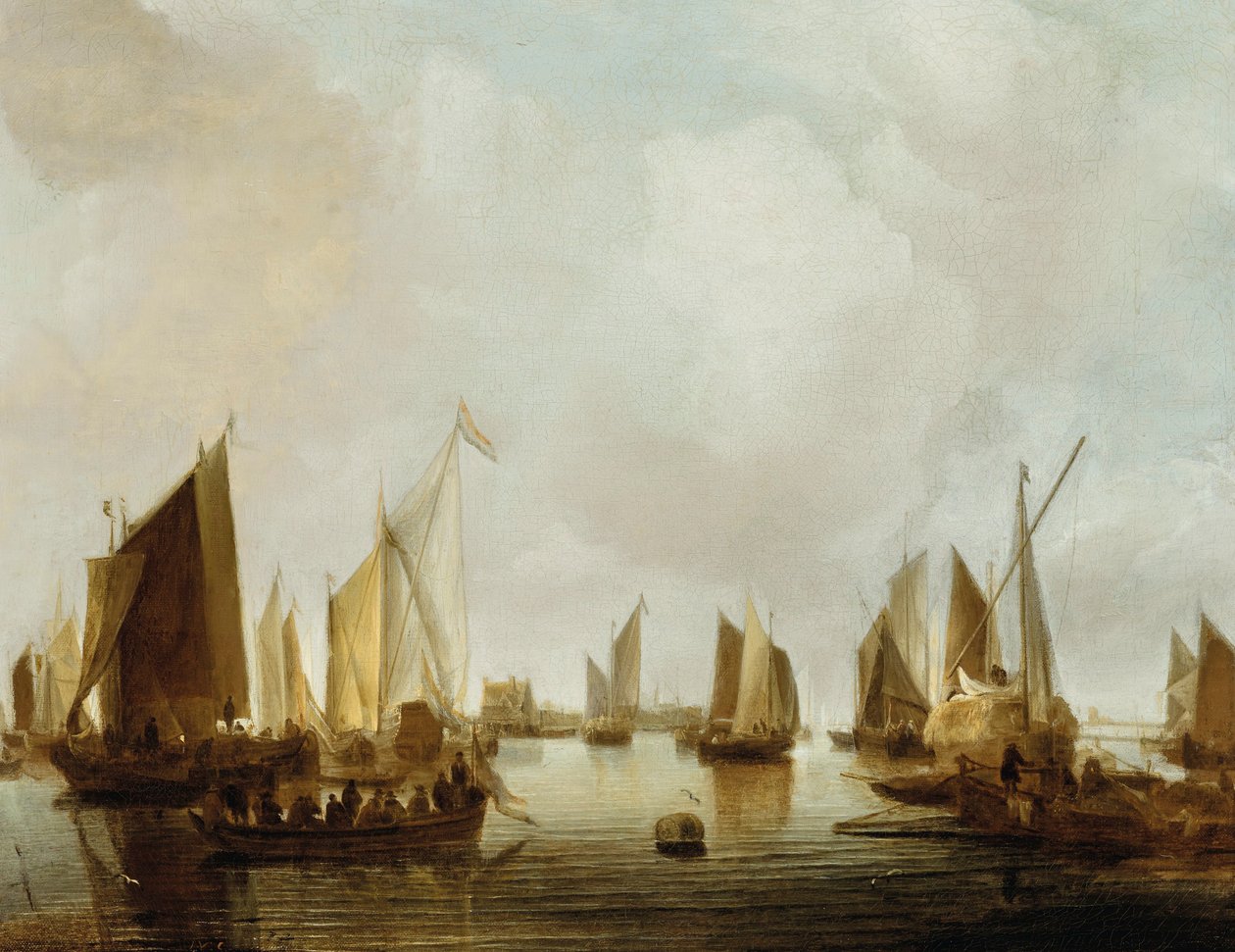 Hollandsk: Skibe i en flodmunding En havn af Jan van de Cappelle