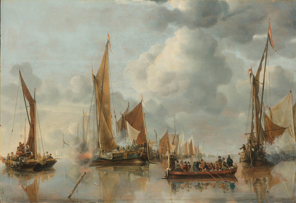 Hjemmeflåden hilser Statsprammen af Jan van de Cappelle