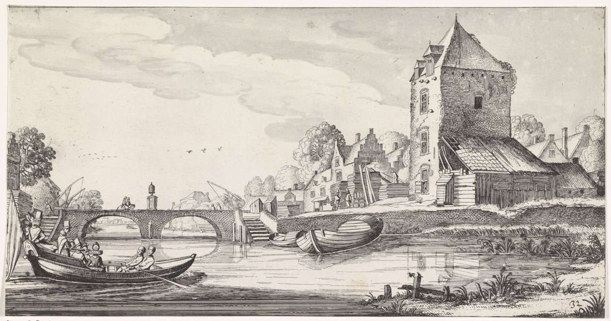 Landsby ved floden Plaisante landskaber og underholdende digte (serietitel) af Jan van de Velde (II)