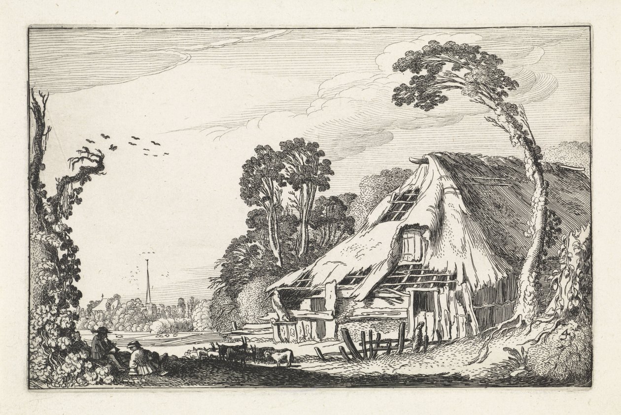 Figurer ved en forfalden lade Landskaber (serietitel) Amenissimae aliquot requculae (serietitel) af Jan van de Velde (II)