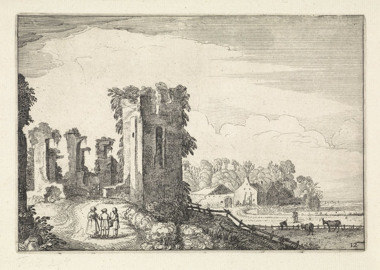Figurer på Huis ter Kleef nær Haarlem Landskaber (serietitel) Amenissimae aliquot requculae (serietitel) af Jan van de Velde (II)