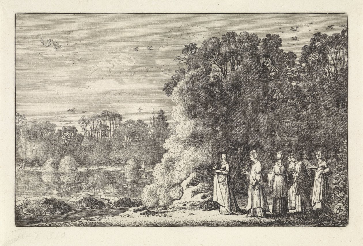Landskab med Merkur og Herse Landskaber (serietitel) Amenissimae aliquot requculae (serietitel) af Jan van de Velde (II)
