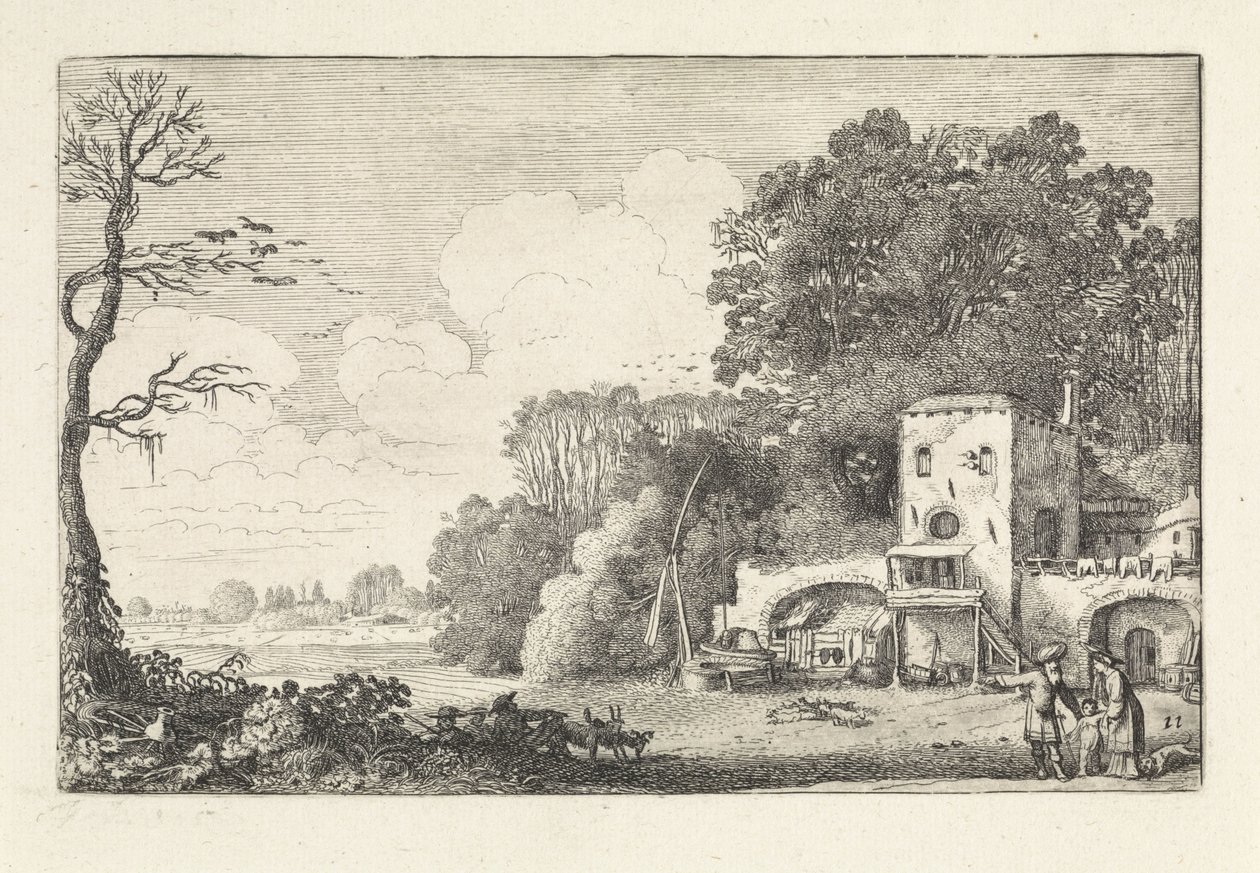 Landskab med afskedigelsen af ​​Hagar og Ismael Landskaber (serietitel) Amenissimae aliquot requculae (serietitel) af Jan van de Velde (II)