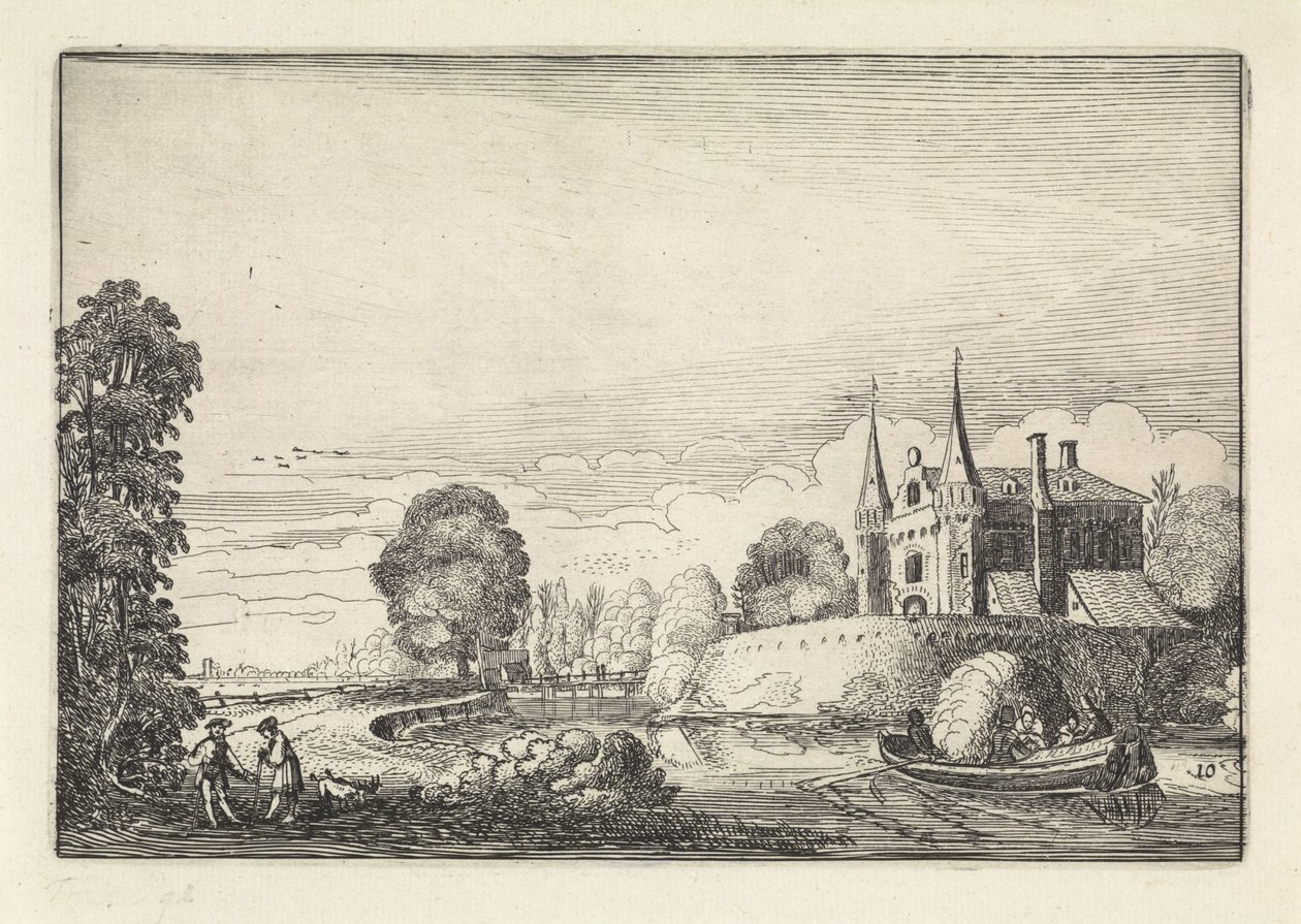 Lystbåd i en voldgrav Landskaber (serietitel) Amenissimae aliquot requculae (serietitel) af Jan van de Velde (II)