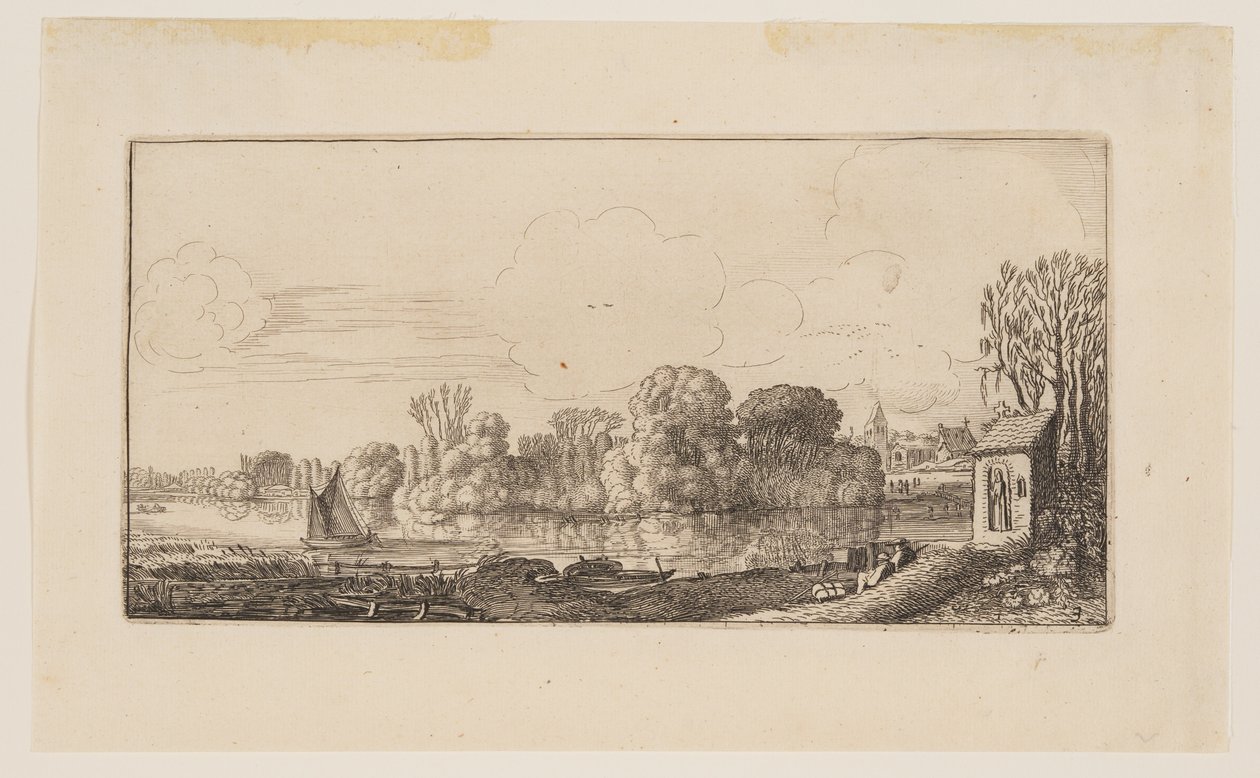 Et lille kapel ved en dam, fra Seks landskaber af Jan van de Velde II