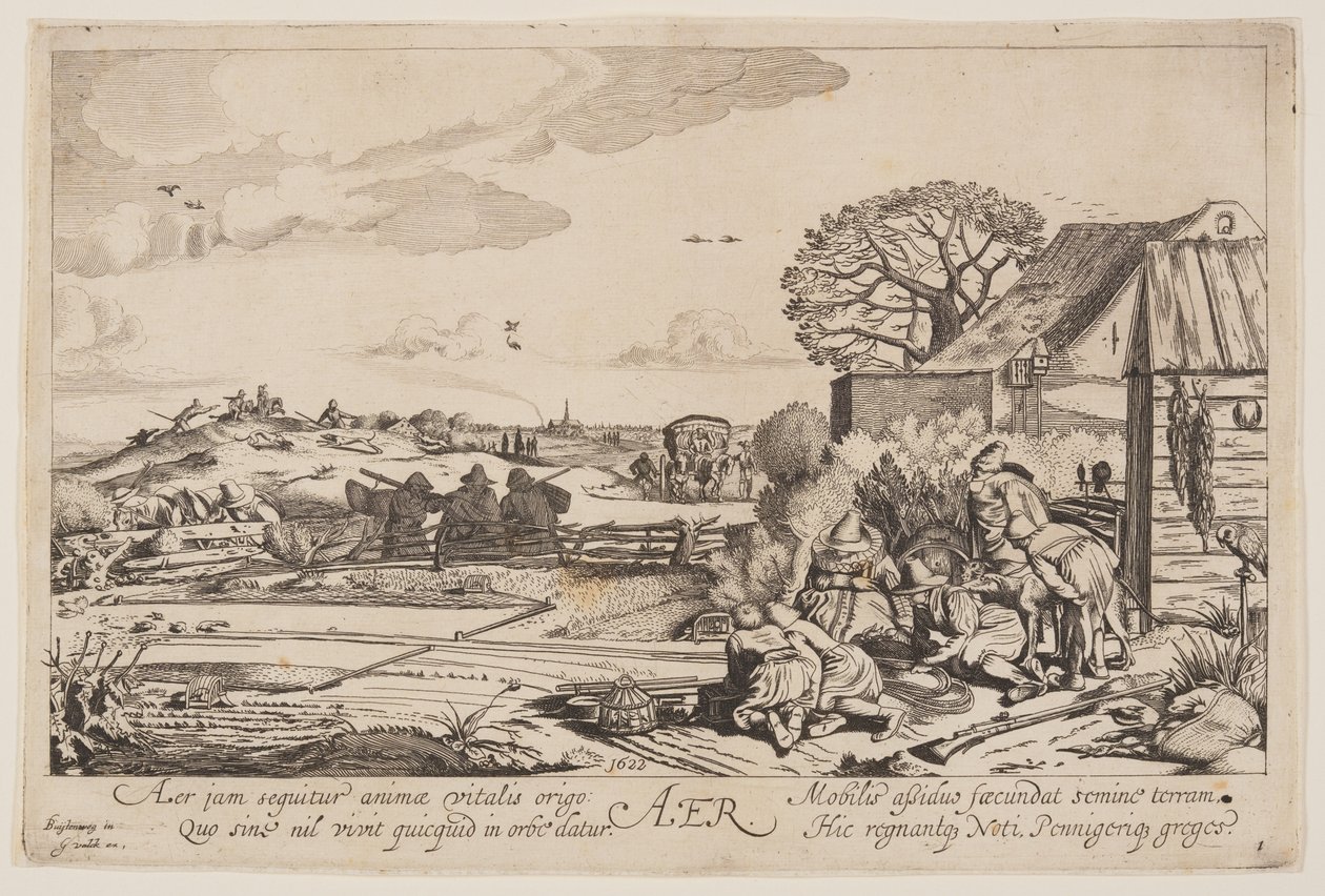 Luft (med udsigt over Haarlem), fra De fire elementer af Jan van de Velde II