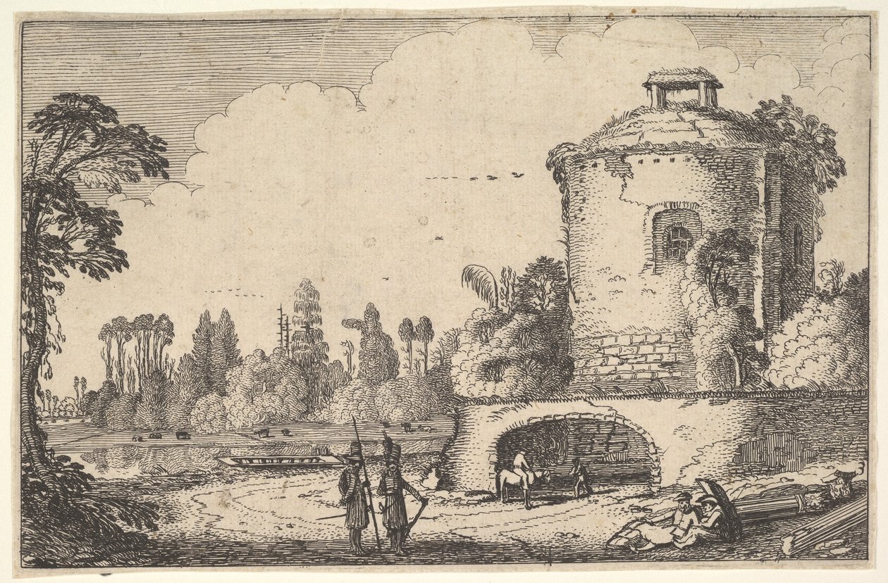 Landskab med Rundetårn, ca. 1616. af Jan van de Velde II