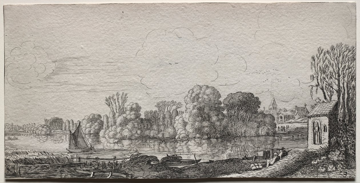 Landskaber: Et lille kapel ved en dam af Jan van de Velde II