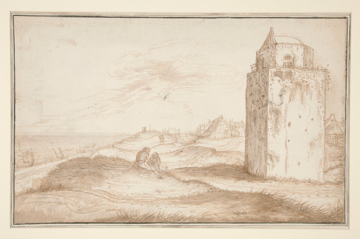 Dunes and the Lighthouse nær Zandvoort af Jan van de Velde II