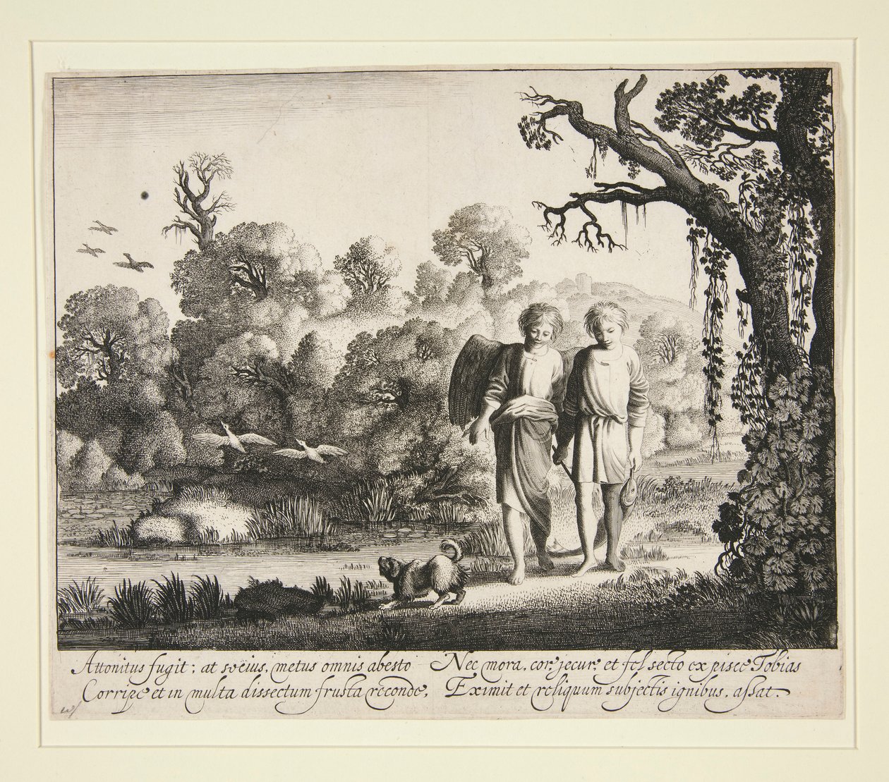 Tobias og englen, med fisken fra historien om Tobias af Jan van de Velde II