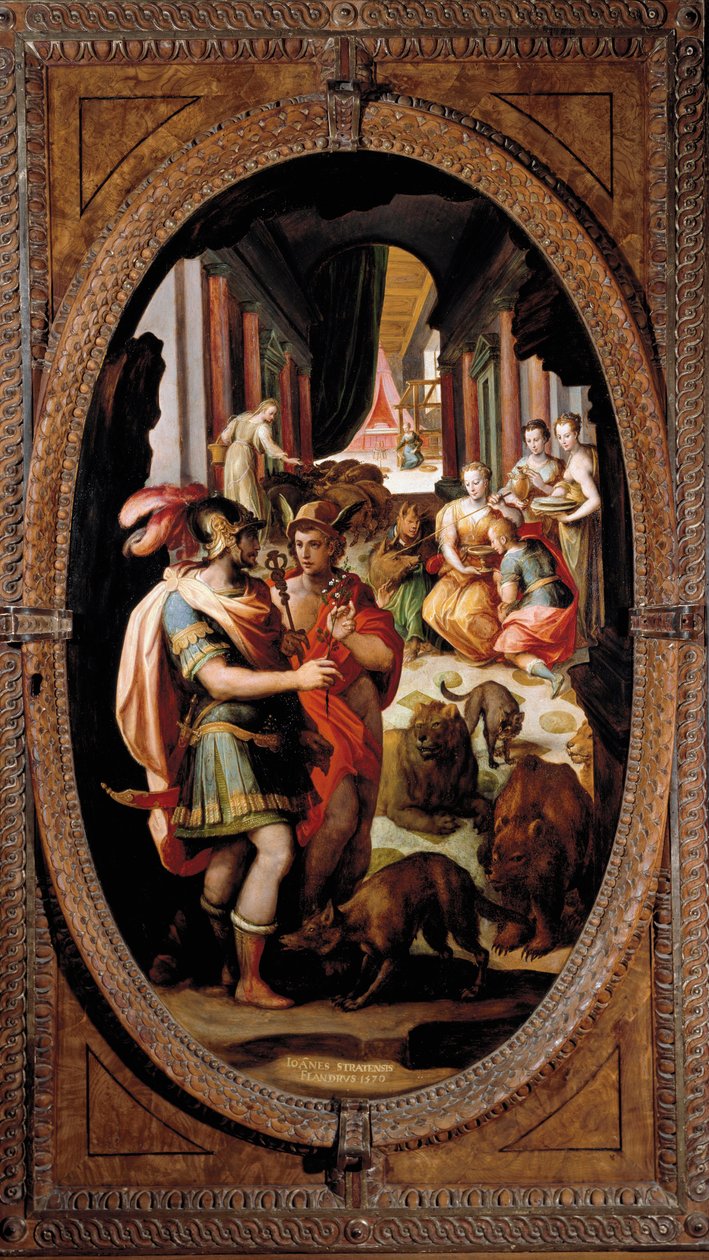 Ulysses, Mercury og Circe. Med ledsagerne af Ulysses forvandlet til grise (maleri af Jan van der Straet