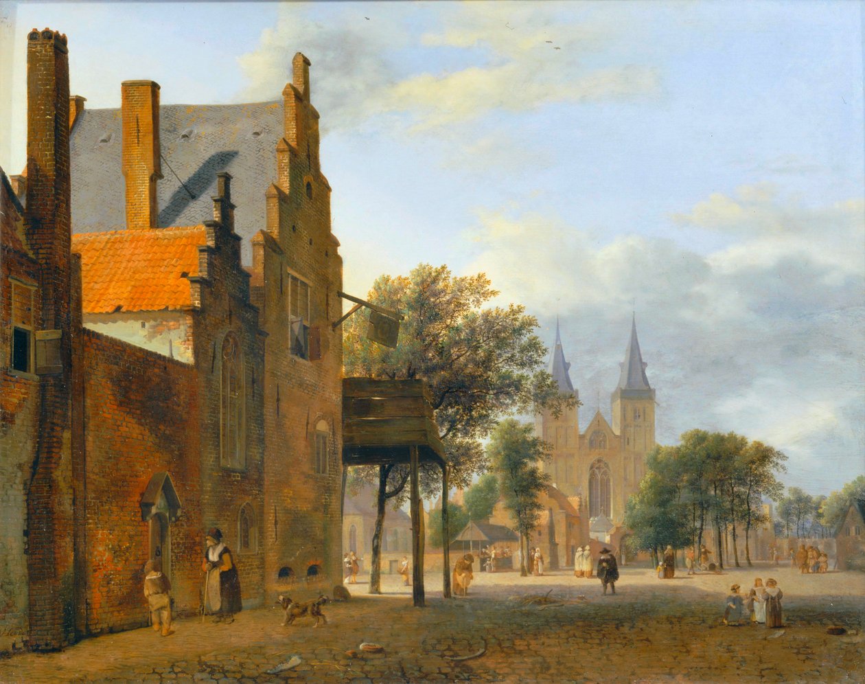 Place et eglise Saint-Victor à Xanten - Plads og kirke Saint Victor i Xanten ... af Jan van der (manner of) Heyden