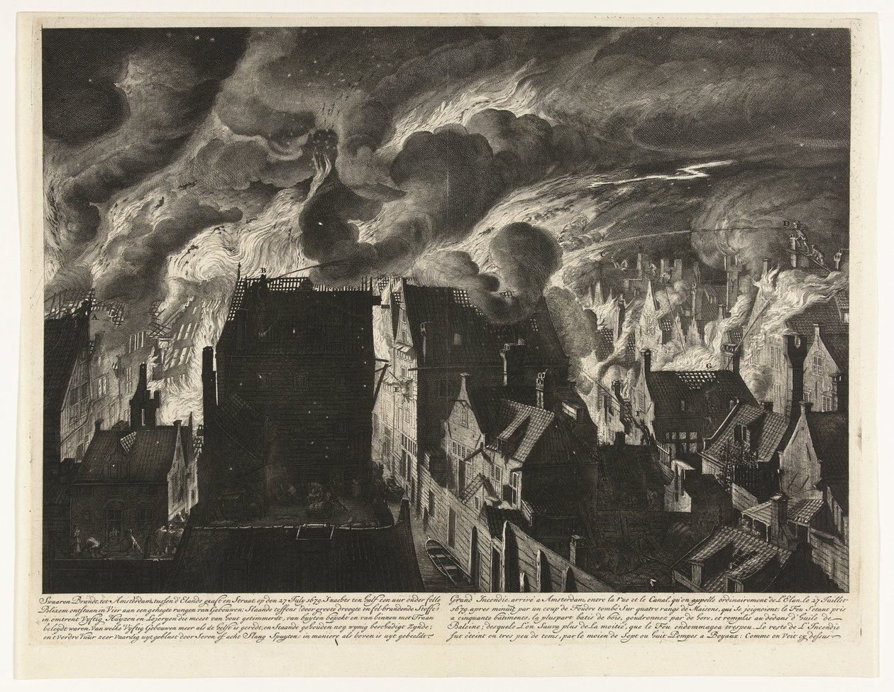 Slukning af den kraftige brand på Elandsgracht, 1679 Swaaren brænder, til Amsterdam, mellem d