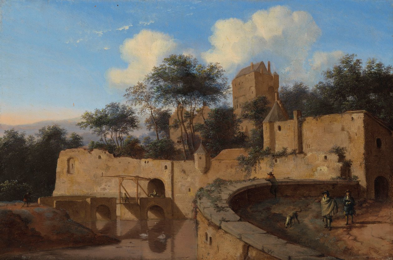 En capriccio-udsigt over Arnhem af Jan van der Heyden