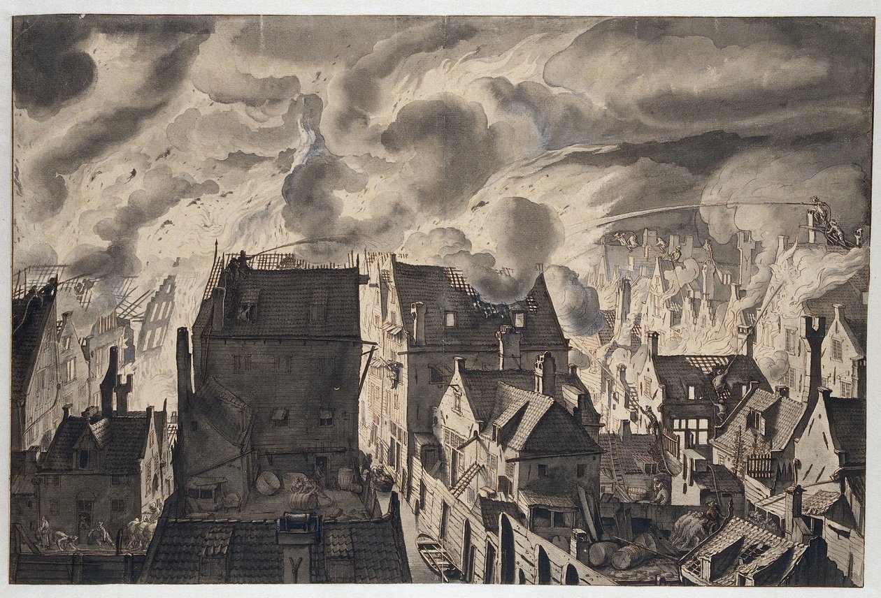 Brand ved Elandsgracht af Jan van der Heyden