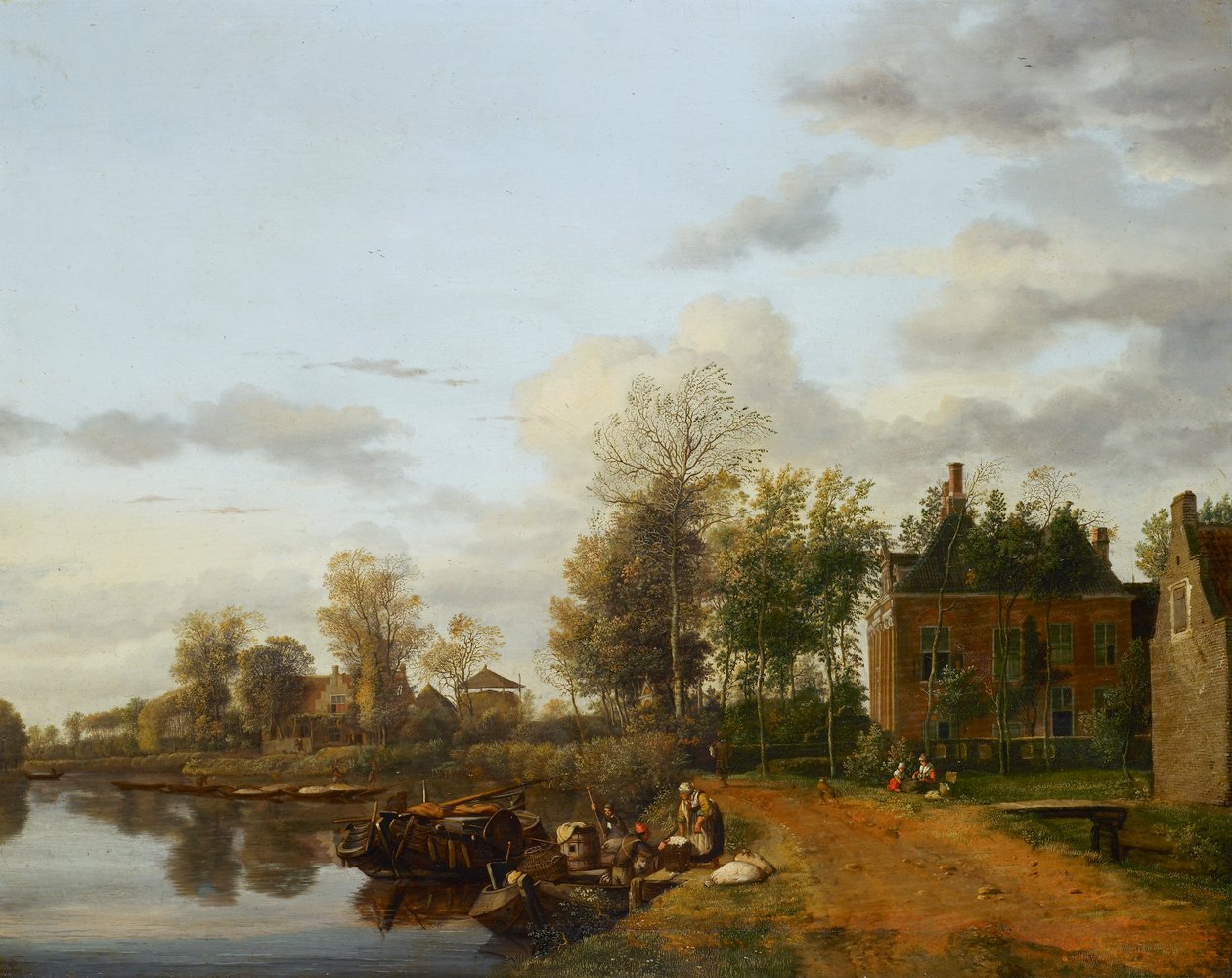Landhus på Vliet nær Delft af Jan van der Heyden