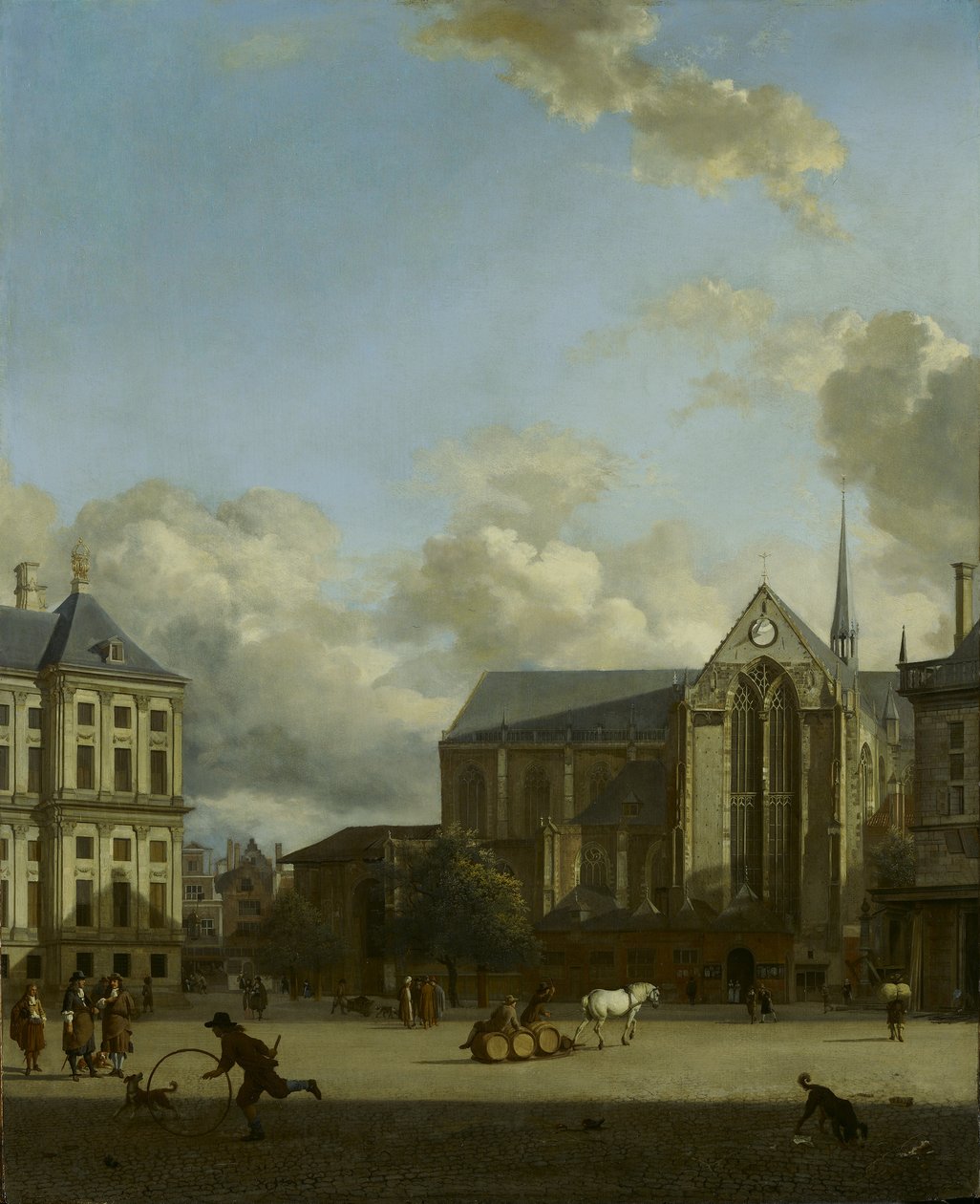Dam-pladsen med den nye kirke af Jan van der Heyden