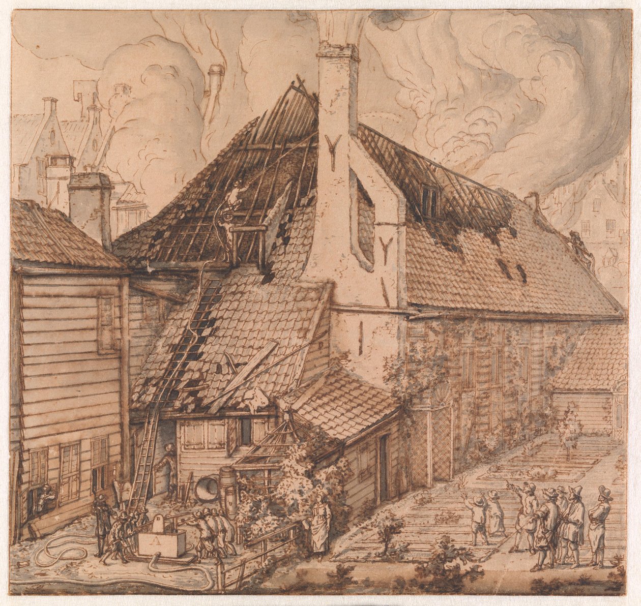 Branden i sæbesyderiet „De Bruynvis“ af Jan van der Heyden