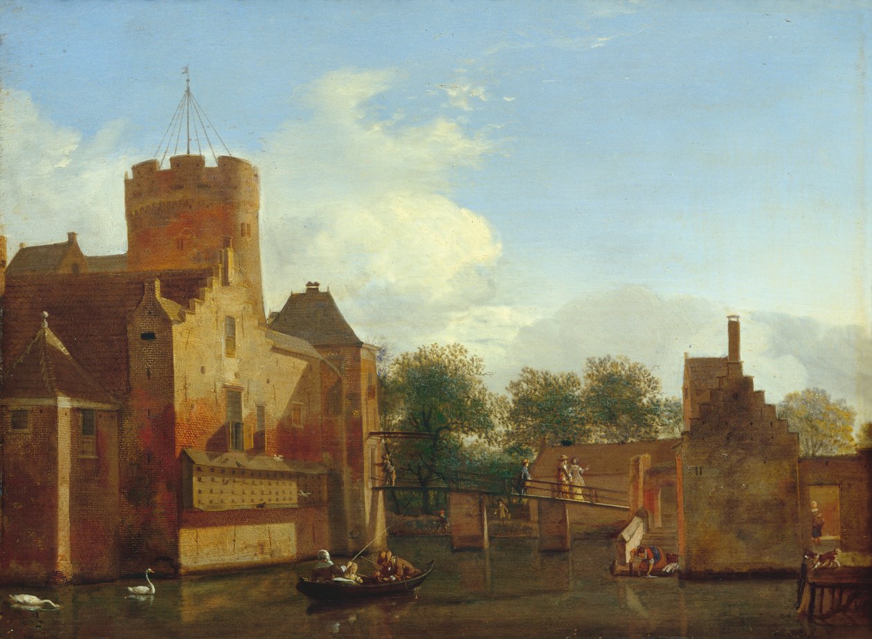 Loenerslot Castle i Holland, ca. 1665-70 (olie på eg) af Jan van der Heyden