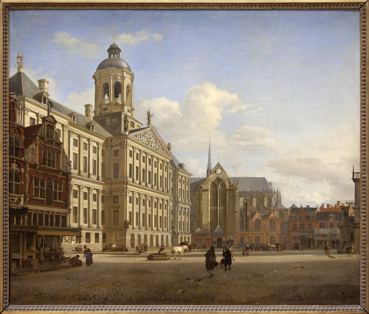 Dæmningen med det nye rådhus i Amsterdam af Jan van der Heyden