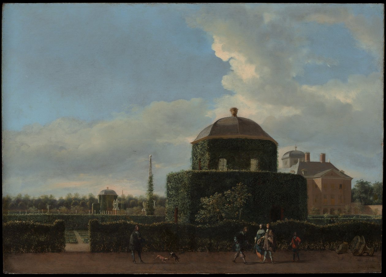 Huis ten Bosch i Haag og dens formelle have (udsigt fra øst) af Jan van der Heyden