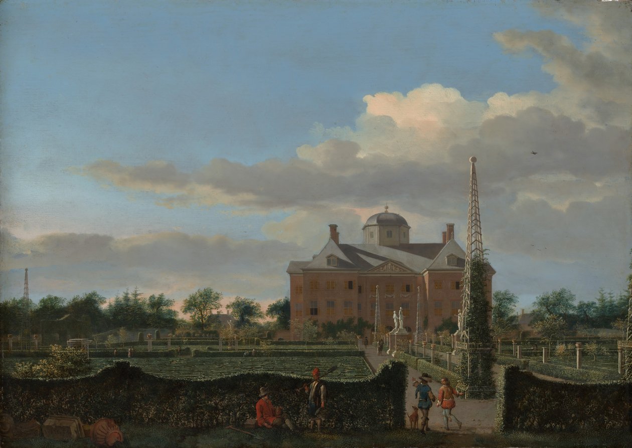 Huis ten Bosch i Haag og dens formelle haveudsigt fra syd, ca. 1668-70. af Jan van der Heyden