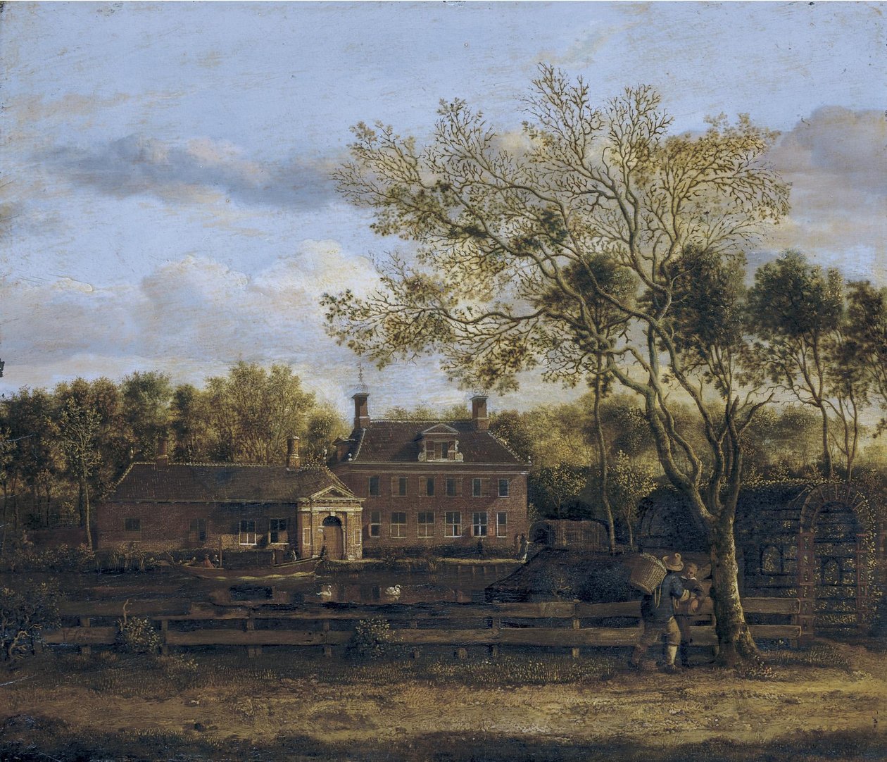 Hofstede Wolf en Hoeck langs floden Purmer nær Purmerend af Jan van der Heyden