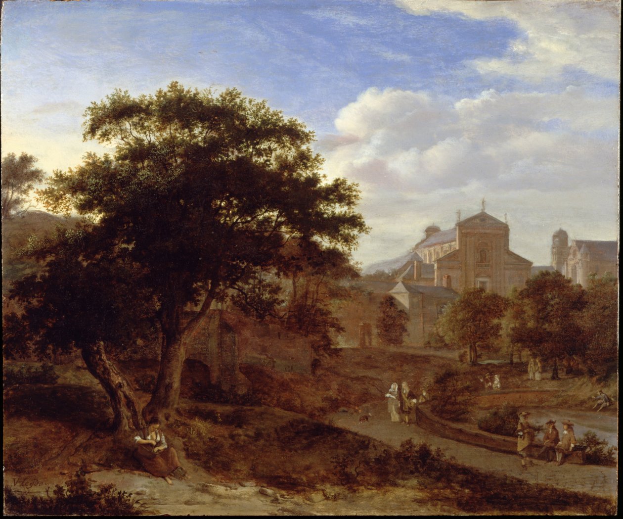 To kirker og en bymur af Jan van der Heyden