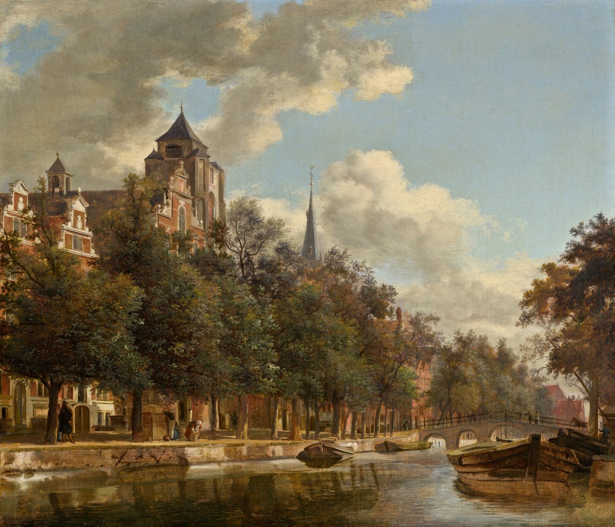 Udsigt ned ad en hollandsk kanal, ca. 1670. af Jan van der Heyden