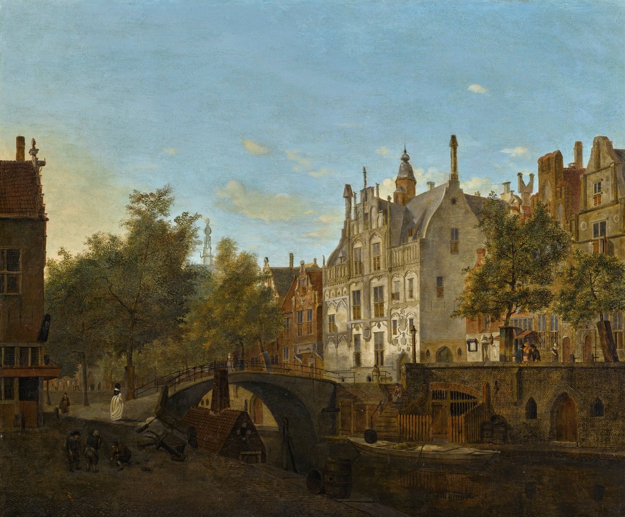 Udsigt over Oude Delft med Gemeenlandshuis af Jan van der Heyden
