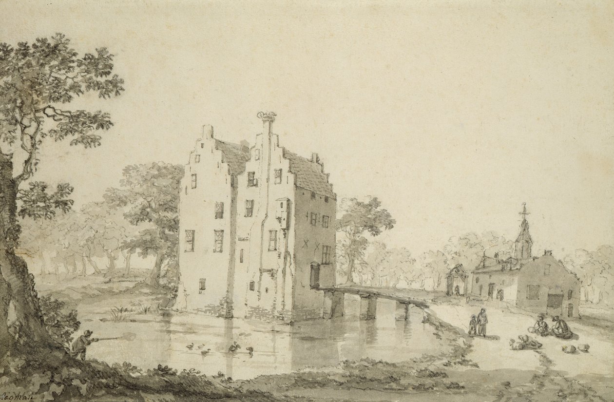 Zuylenburgh Castle (Slot Zuylen) (pen og blyant på papir) af Jan van der Heyden