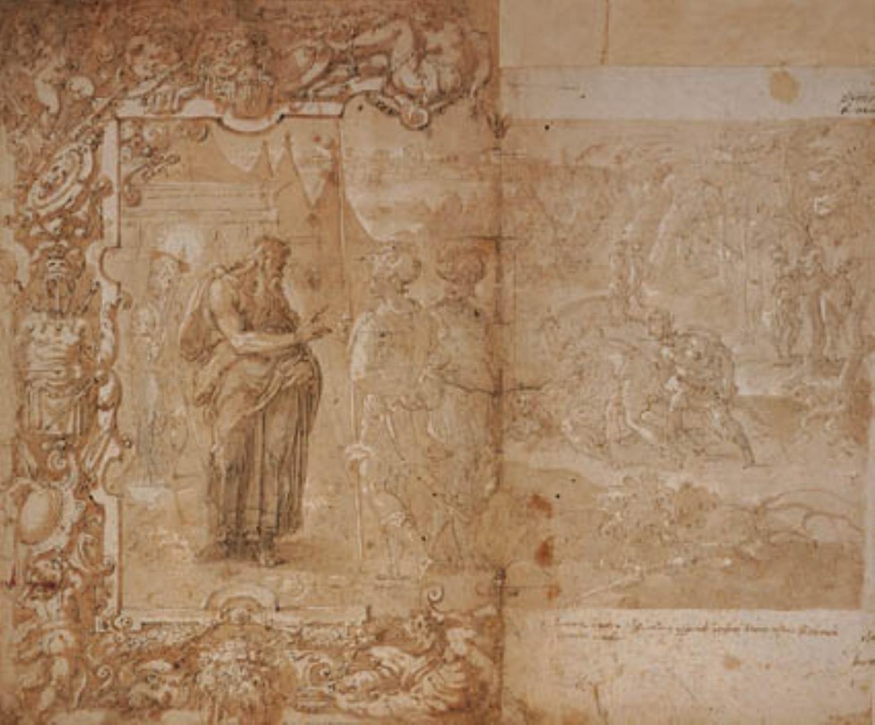 Tegning til et gobelin med historien om Ulysses og Diomedes af Jan van der Straet