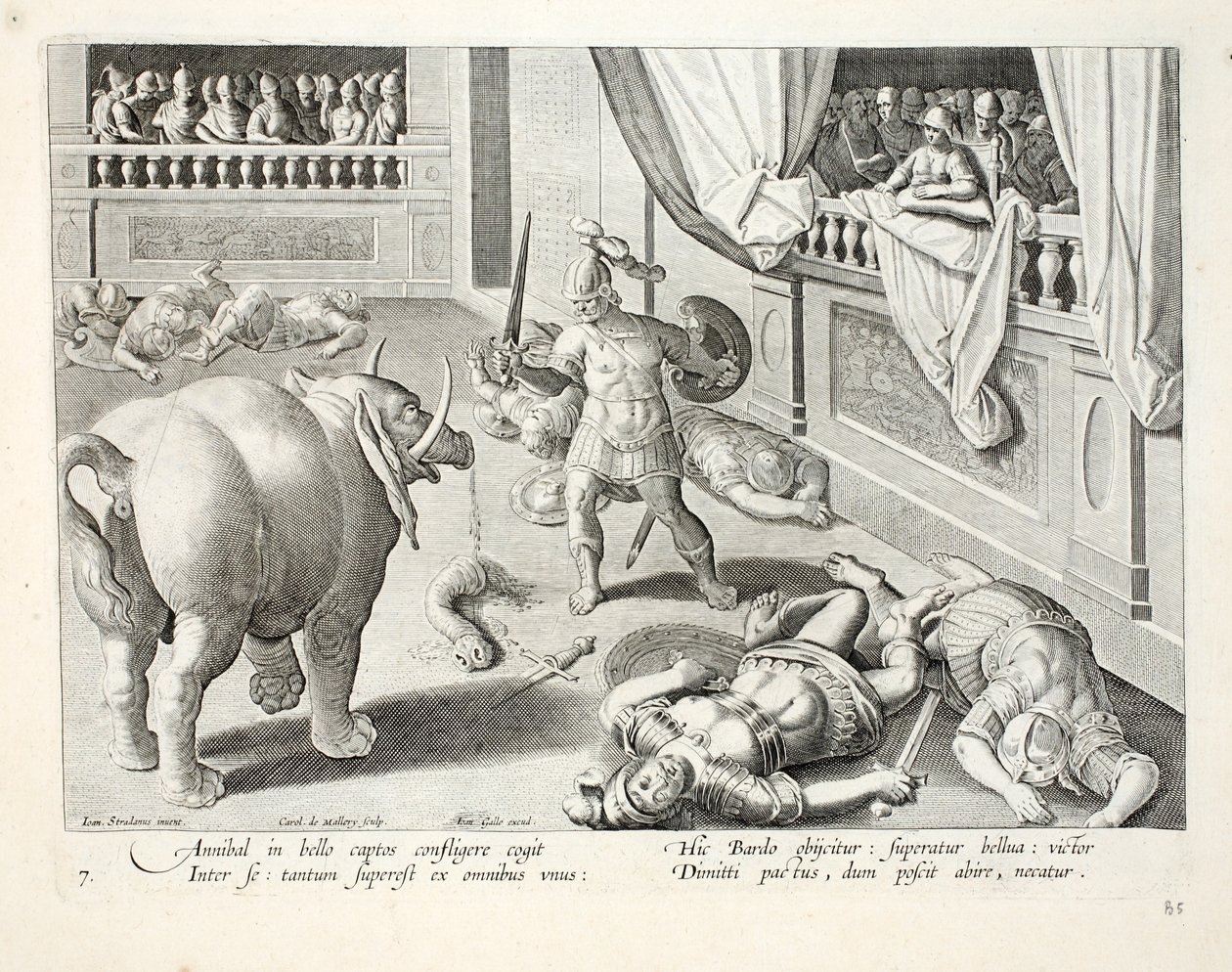 Hannibal får besejrede romere til at kæmpe mod hinanden, illustration fra 