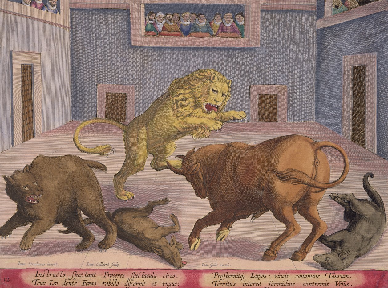Adelsmænd ser Combat of Wild Beasts in an Indoor Circus, plade 12 fra 