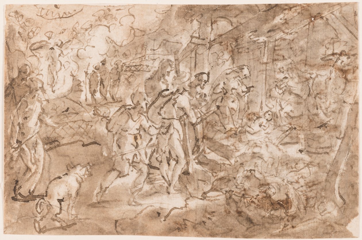 Tilbedelse af hyrderne af Jan van der Straet, called Stradanus