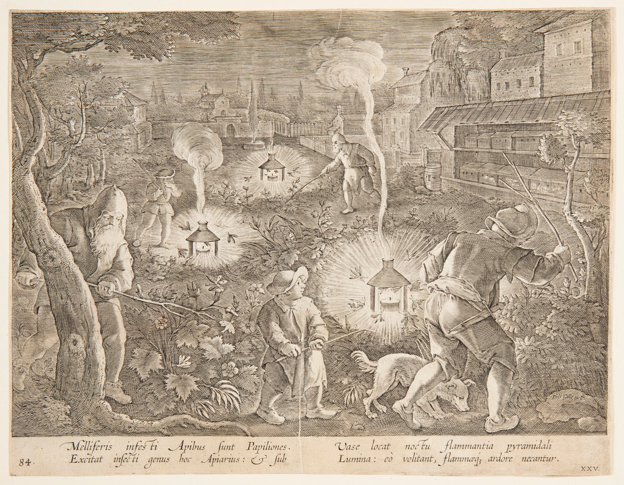 Catching Night Moths, tallerken 25 fra Hunting of Game, Birds and Fish-serien af Jan van der Straet, called Stradanus