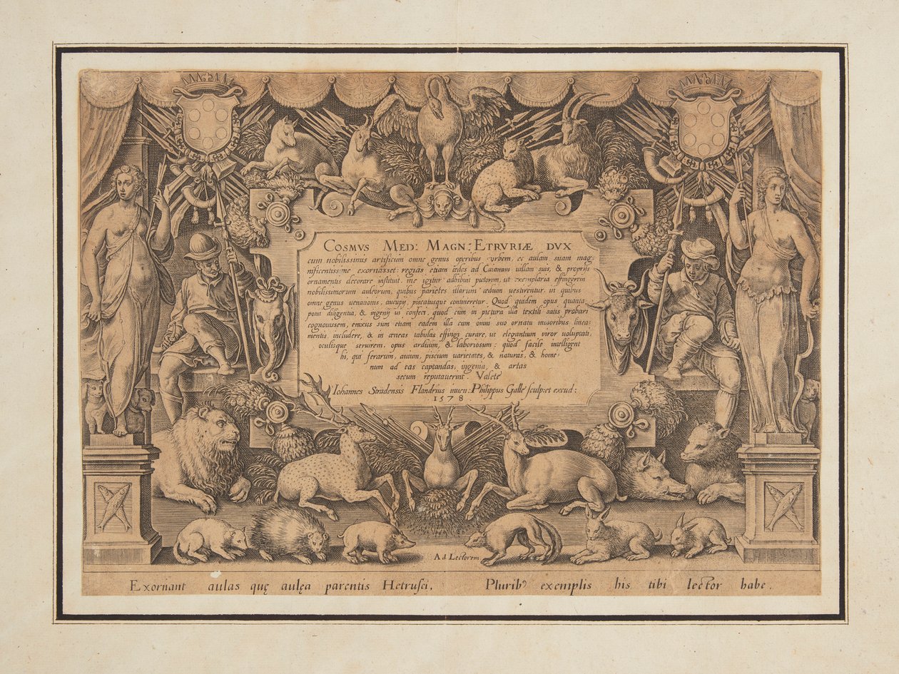 Dedikationsside for sættet "Medici-familiens sejr og triumf" af Jan van der Straet, called Stradanus