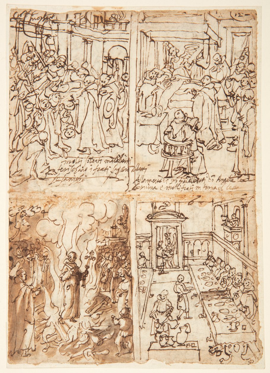 Otte scener fra San Giovanni Gualbertos liv (recto og verso) af Jan van der Straet, called Stradanus