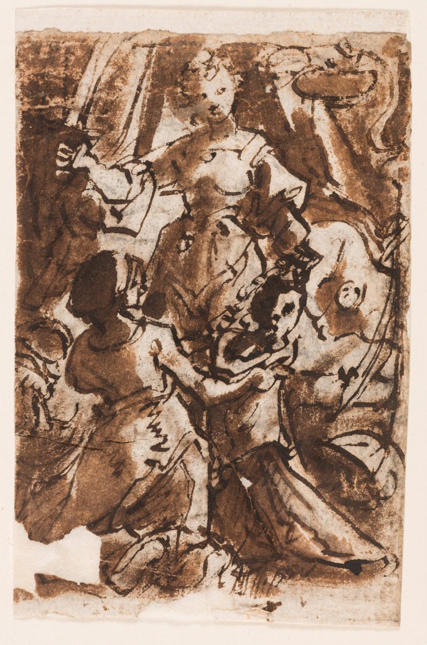 Recto: Judith med Holofernes Hoved; Kristi himmelfart af Jan van der Straet, called Stradanus