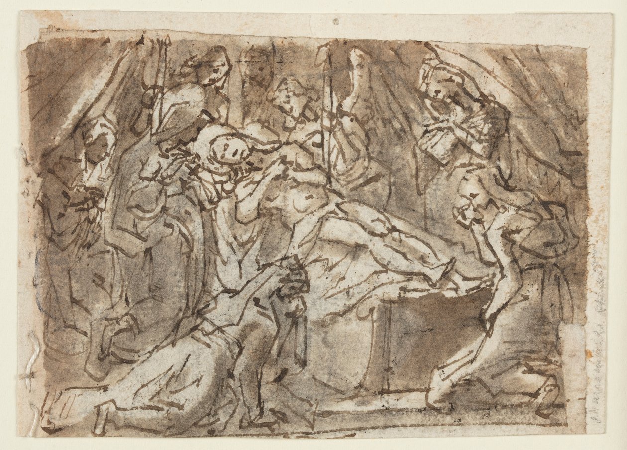 Recto: Klagesang over den døde Kristus; Verso: Zeuxis-maleriet Helen af Troja af Jan van der Straet, called Stradanus