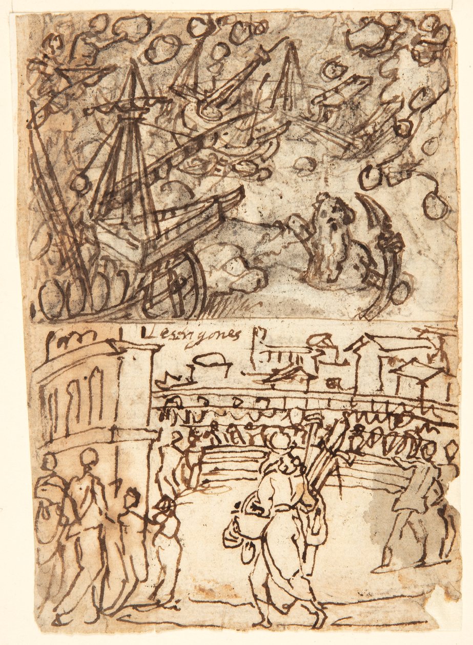 Skitsebogsside med kykloper af Jan van der Straet, called Stradanus