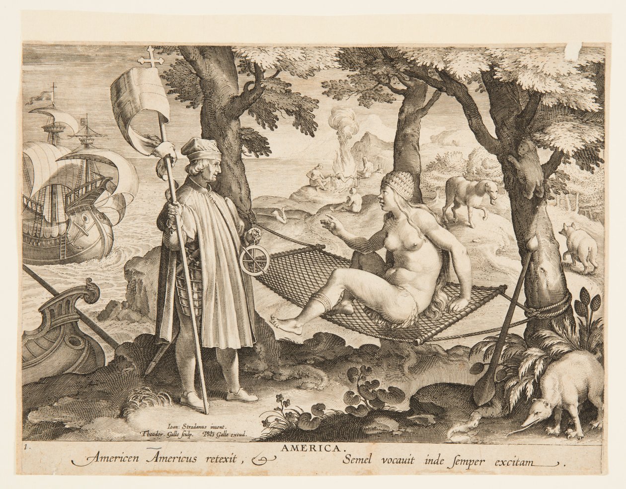 The Discovery of America, plade 1 fra "Nova Reperta" (New Inventions of Modern Times) af Jan van der Straet, called Stradanus