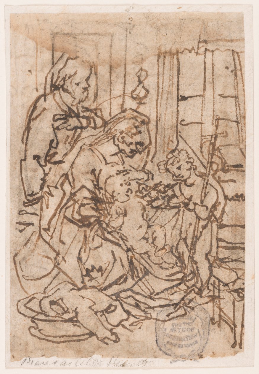 Den hellige familie og Johannes Døberen af Jan van der Straet, called Stradanus