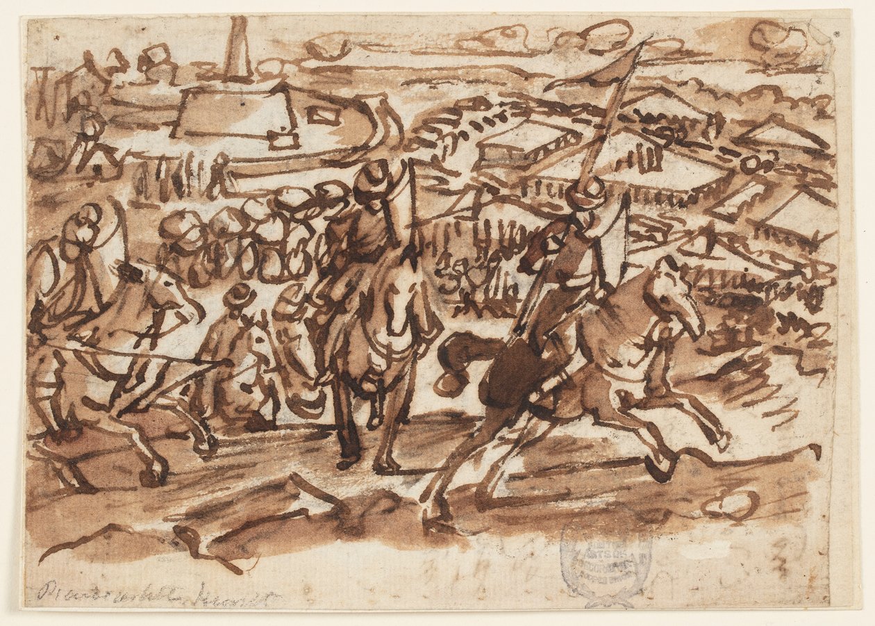 Tyrkernes tilbagetog efter belejringen af Wien i 1529 af Jan van der Straet, called Stradanus