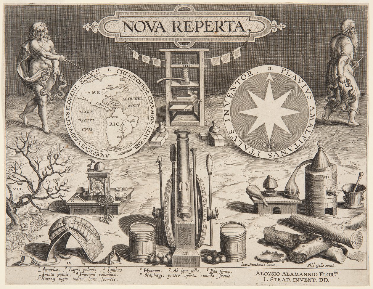 Titelside for "Ny opdagelse" af Jan van der Straet, called Stradanus