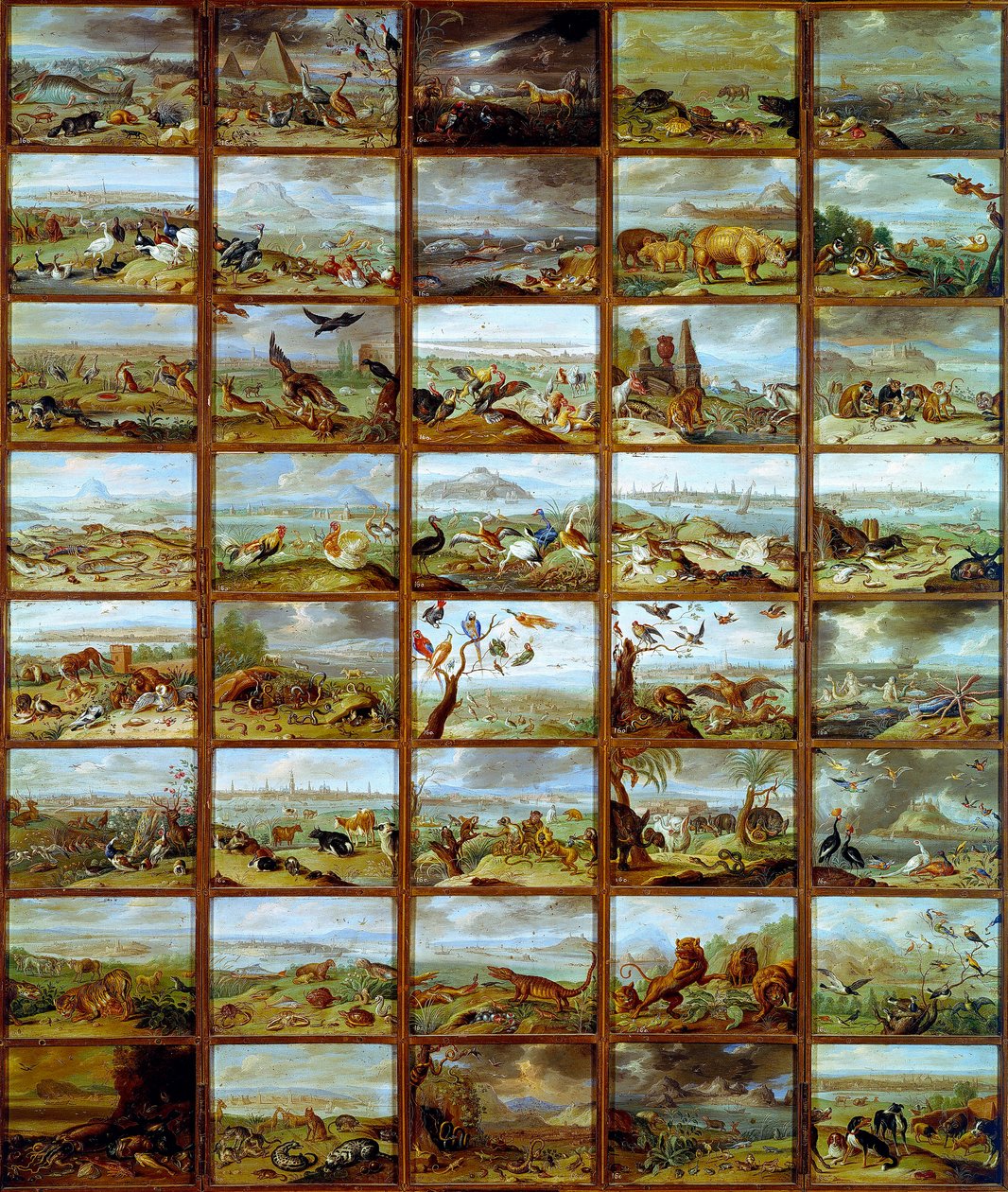 Dyr Tabel, der viser rum svarende til forskellige dyrearter. Maleri af Jan Van Kessel (1626-1679) Madrid fra det 17. århundrede, Prado Museum af Jan van the Elder Kessel