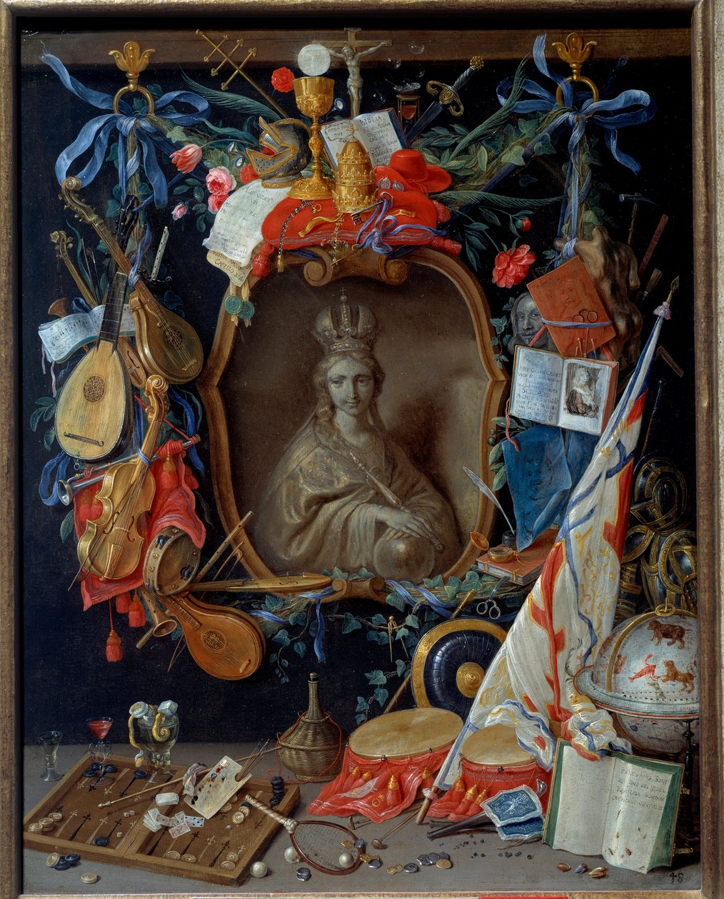Jomfru omgivet af vanite symboler. Maleri af Jan I Kessel Den gamle mand (1626 - 1679) af Jan van the Elder Kessel