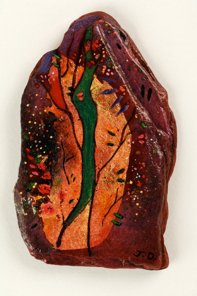 Emerald Tree, 2006 (olie på skifer) af Jane Deakin